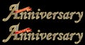 Celebarting anniversary and happy anniversary golden label with