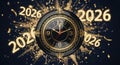 Celebrate the arrival of 2026 with a festive countdown clock and sparkling confetti Royalty Free Stock Photo