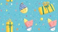 Whimsical Cartoon Birthday Party Scene with Gifts â Festive and Fun Celebration Illustration.