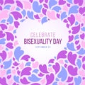 Celebrate Bisexuality Day banner with abstract Blue, purple and pink heart frame and background vector design Royalty Free Stock Photo