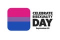 Celebrate Bisexuality Day. Holiday concept. Template for background, banner, card, poster with text inscription. Vector