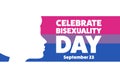 Celebrate Bisexuality Day. Holiday concept. Template for background, banner, card, poster with text inscription. Vector