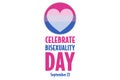 Celebrate Bisexuality Day. Holiday concept. Template for background, banner, card, poster with text inscription. Vector