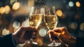 Celebrate with champagne Capture the festive mood of a party with this elegant photo of two hands clinking champagne