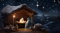 Celebrate Christmas with Baby Jesus, Mary, and Joseph in a Nativity Scene for Cards Royalty Free Stock Photo