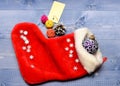 Celebrate christmas. Small items stocking stuffers or fillers little christmas gifts. Contents of christmas stocking