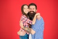 Celebrate fathers day. Family values concept. Family bonds. Friendly relations. Father hipster and his daughter Royalty Free Stock Photo