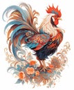 Ring in Prosperity: Chinese New Year with Golden Ornament Animal Zodiac Chicken, Symbolic Festive Decor