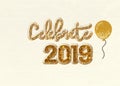 Celebrate 2019 with Gold Balloon Royalty Free Stock Photo