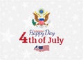 Celebrate Happy 4th of July - Independence Day. Vintage retro greeting card with coat of arms and old-style texture Royalty Free Stock Photo