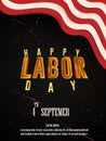 Celebrate Labor Day on September 4th with this stunning 3D golden text design featuring the USA flag, poster, and banner design. Royalty Free Stock Photo