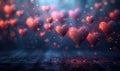 Celebrate Love: Dark Background Illuminated by Pink Bokeh Lights, Perfect for Valentine\'s Day