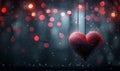 Celebrate Love: Dark Background Illuminated by Pink Bokeh Lights, Perfect for Valentine\'s Day