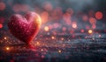 Celebrate Love: Dark Background Illuminated by Pink Bokeh Lights, Perfect for Valentine\'s Day