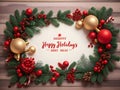 Yuletide Whimsy: Merry Christmas Decorations Border with Joyful Wishes Royalty Free Stock Photo