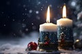 Winter New Year Christmas Lighting Candle with snow