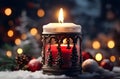 Winter New Year Christmas Lighting Candle with snow