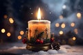 Winter New Year Christmas Lighting Candle with snow