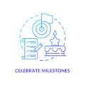 Celebrate milestones blue gradient concept icon