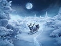 reindeer claus night sleigh santa gift holiday december winter christmas claus. Generative AI.