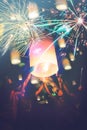 Celebrate New Year`s Day floats unfounded. Royalty Free Stock Photo