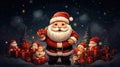 Cute cartoon style: Christmas tree with multi-colored toys of extraordinary beauty, fairy-tale animals, Bunny and hedgehog bears