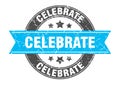 celebrate round stamp with ribbon. label sign Royalty Free Stock Photo