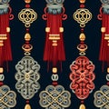 Chinese Knots and Tassels with seamless pattern