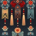 Chinese Knots and Tassels with seamless pattern