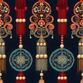 Chinese Knots and Tassels with seamless pattern