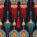 Chinese Knots and Tassels with seamless pattern