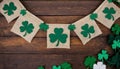 Celebrate St. Patricks Day 17th March with a Traditional Irish Festival Garland of Clover Leaf Stripes