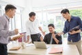 Celebrate success. Business team celebrate a good job in the off Royalty Free Stock Photo