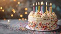 Celebrate with a Sweet Treat: Isolated Birthday Cake and Candles Royalty Free Stock Photo