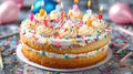 Celebrate with a Sweet Treat: Isolated Birthday Cake and Candles Royalty Free Stock Photo