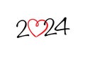 Celebrate 2024 with a timeless red heart on white backdrop, in a simple yet elegant style. Perfect for love-themed Royalty Free Stock Photo