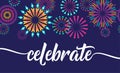 Celebrate vector background with fireworks border Royalty Free Stock Photo