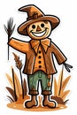 Scarecrow Clipart - Vibrant Fall Colors Royalty Free Stock Photo