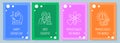 Celebrate world science day postcard with linear glyph icon set