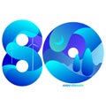 Celebrating, anniversary of number 80, 80th year anniversary, green concept cool tone with blue and green