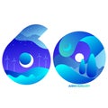 Celebrating, anniversary of number 60, 60th year anniversary, green concept cool tone with blue and green