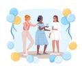 Celebrating baby shower 2D vector isolated illustration