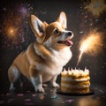 Celebrating the birthday of an adorable corgi, generative AI
