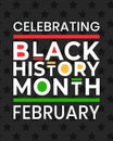 Celebrating Black History Month February banner. Vector illustration of design template for national holiday poster or