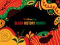 Celebrating Black History Month Memphis concept Background. African Americans February poster. Horizontal banner vector