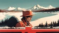 Celebrating Canada Day with a Stylish Mountie Hat Illustration.AI Generated