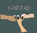 Celebrating Christmas or New Year party. Diversity people toasting drinks. Multiethnic friends congratulating each other with new Royalty Free Stock Photo