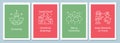 Celebrating Christmas traditions postcards with linear glyph icon set