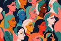 Celebrating Diversity: Women's Day Pattern with Faces of Diverse Women