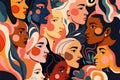 Celebrating Diversity: Women's Day Pattern with Faces of Diverse Women